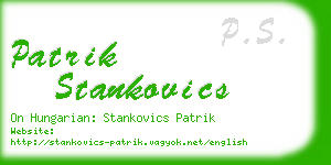 patrik stankovics business card